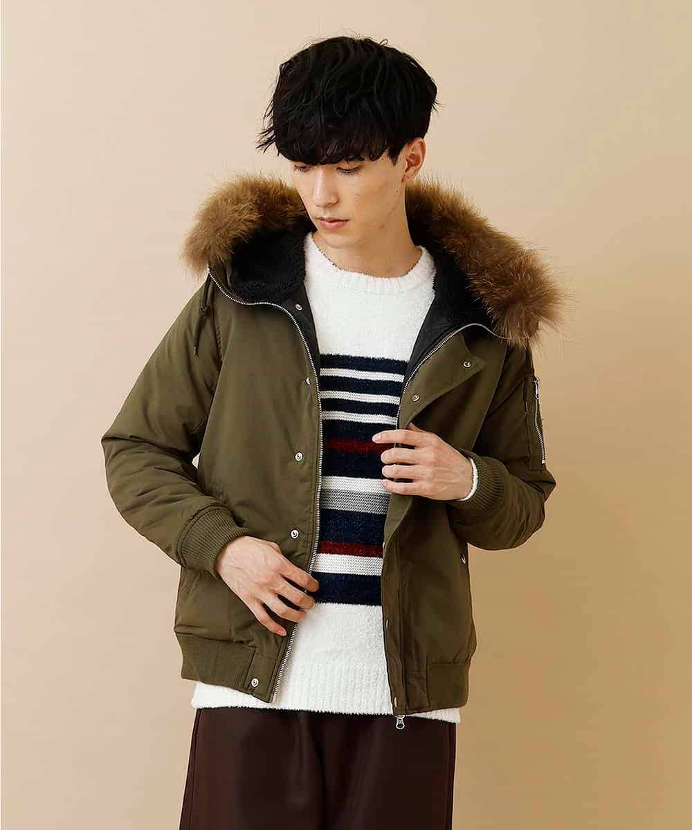 MKJAO40190 MK MICHEL KLEIN HOMME(MKミッシェルクランオム) ポリピーチN2Bフライトジャケット カーキ