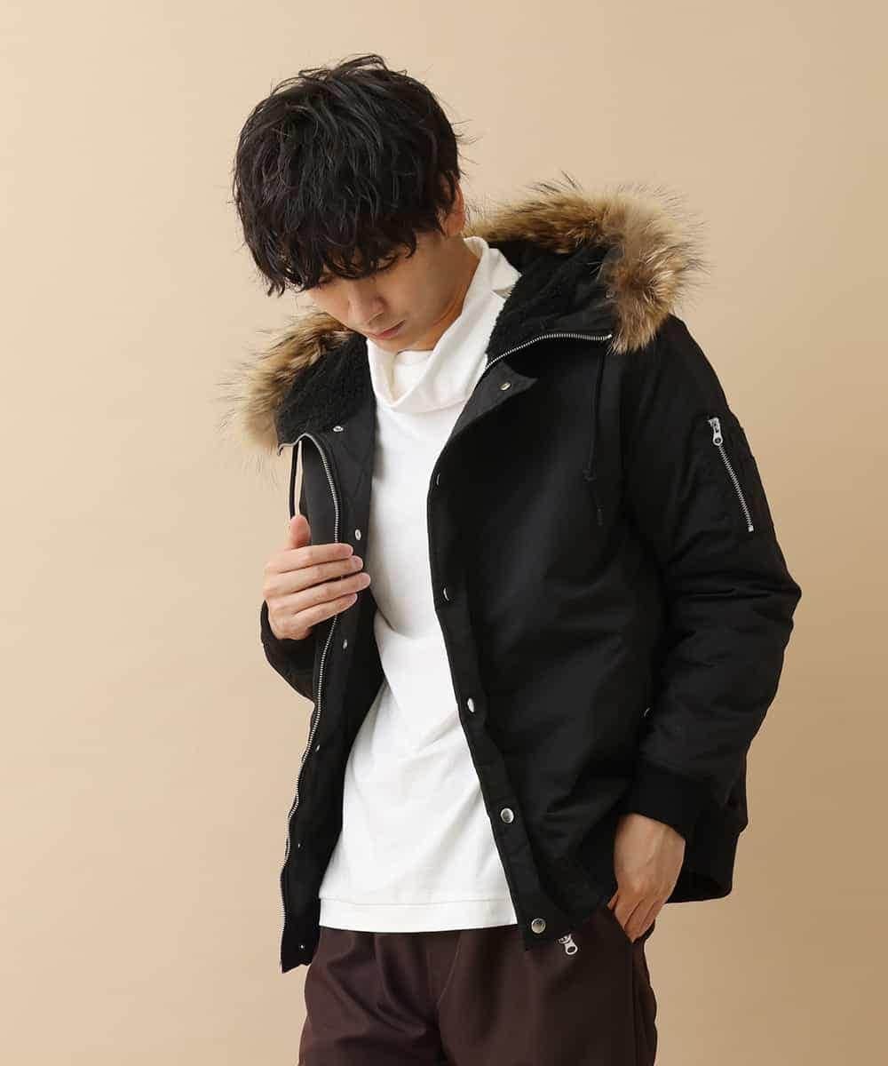 MKJAO40190 MK MICHEL KLEIN HOMME(MKミッシェルクランオム) ポリピーチN2Bフライトジャケット ブラック