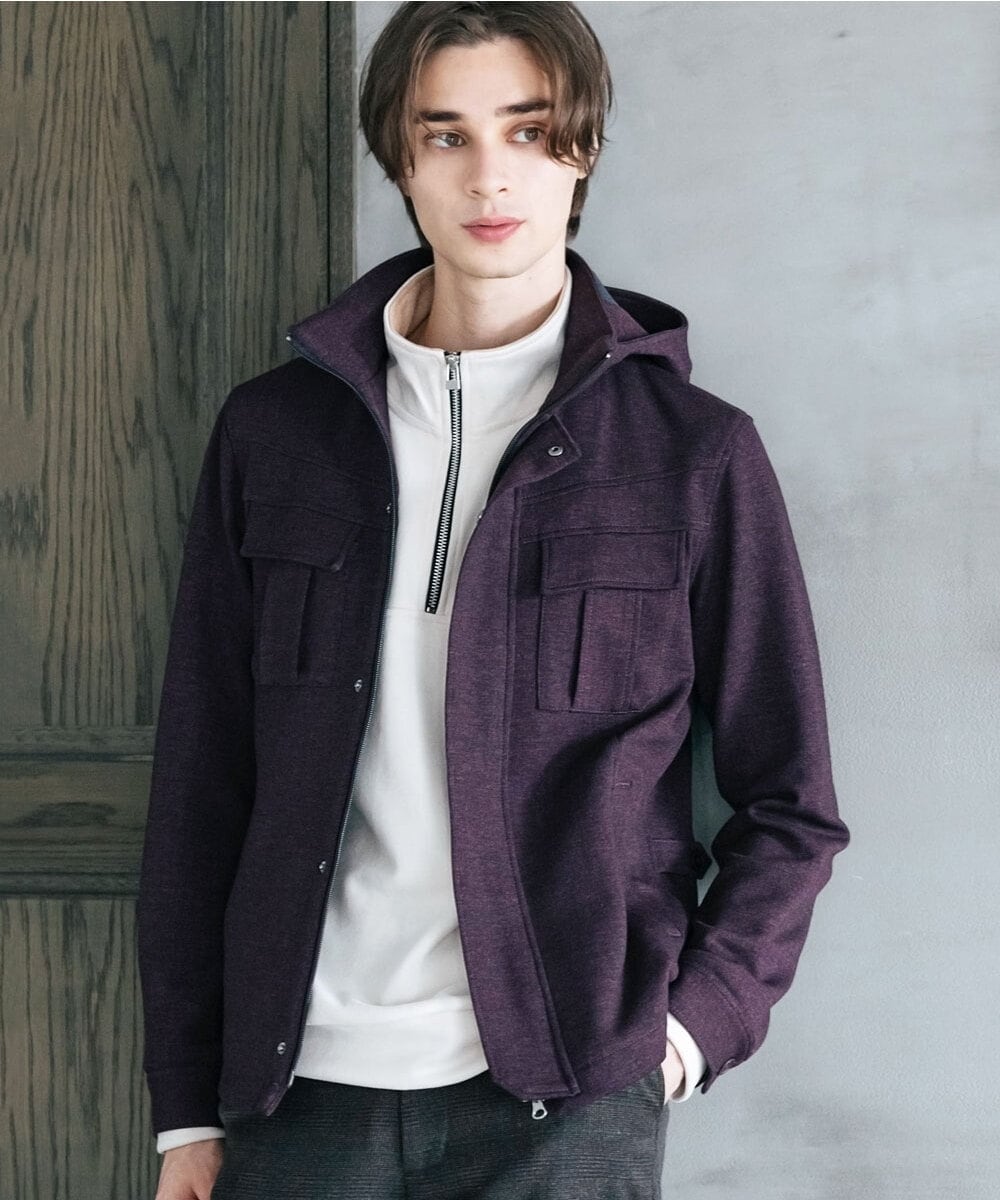 MKJAX10170 MK MICHEL KLEIN HOMME(MKミッシェルクランオム) フーディーブルゾン / TEC EASY  パープル(77)