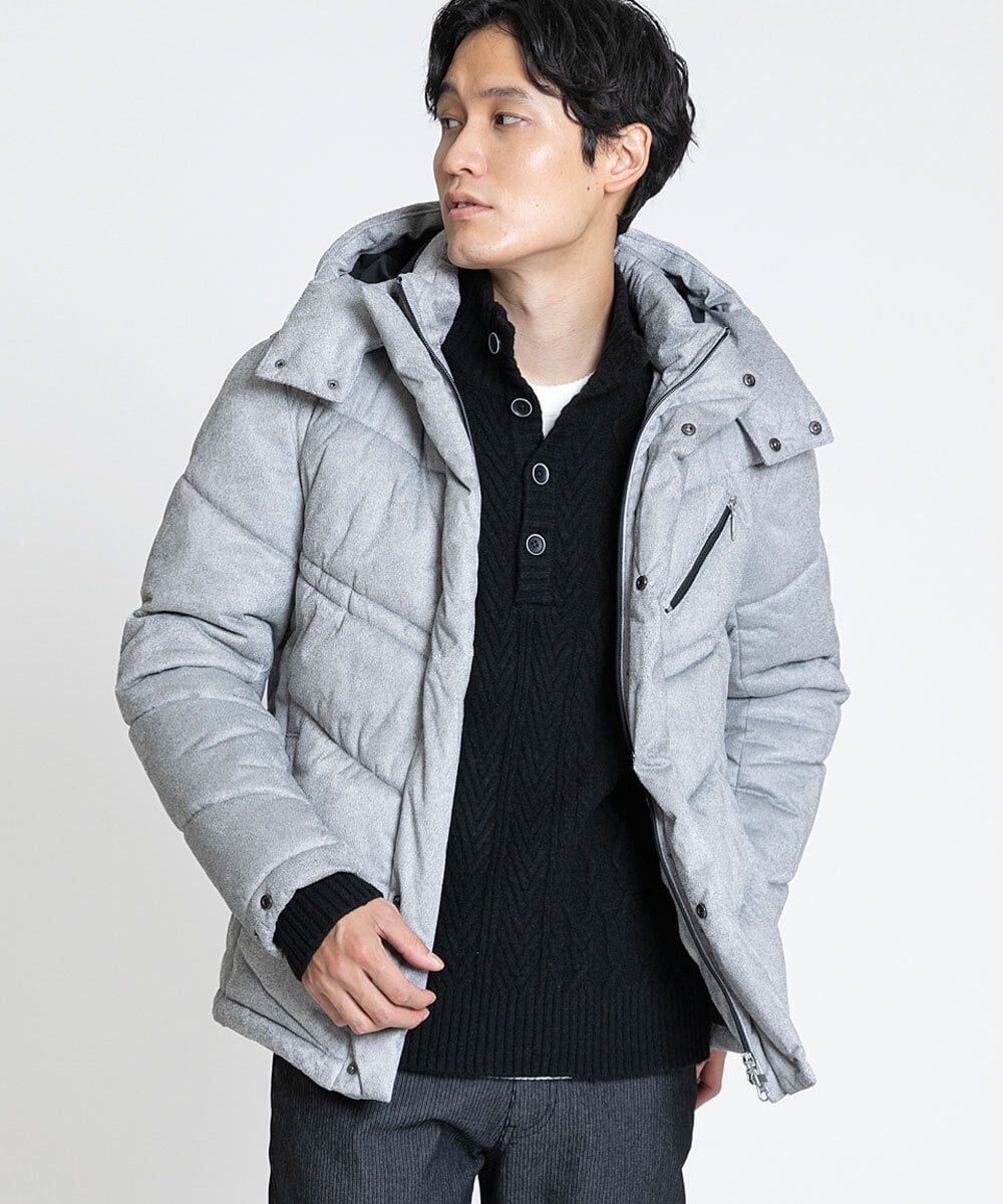 MKJAX21250 MK MICHEL KLEIN HOMME(MKミッシェルクランオム) スエードタッチ / ダウンブルゾン グレー(92)