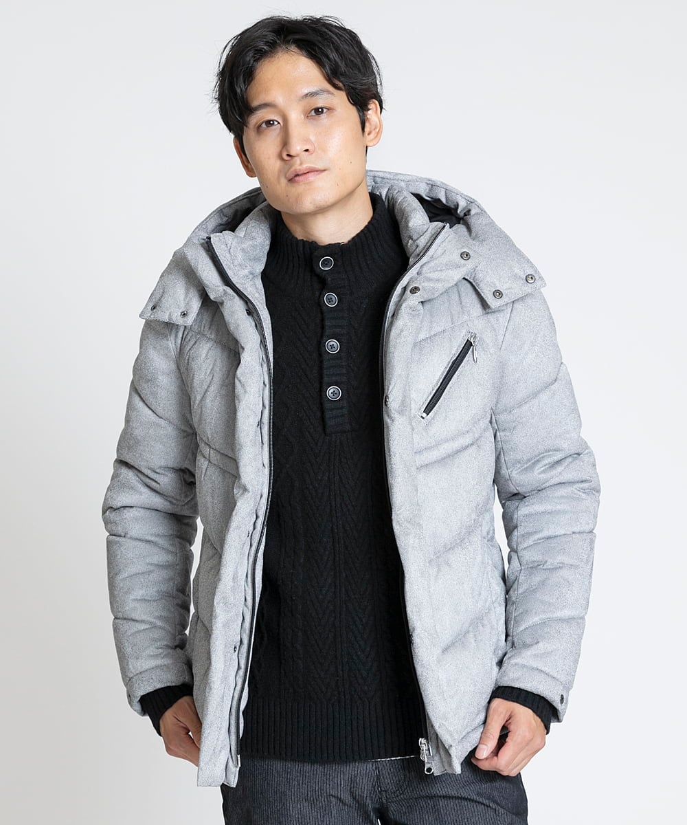 MKJAX21250 MK MICHEL KLEIN HOMME(MKミッシェルクランオム) スエードタッチ / ダウンブルゾン グレー(92)