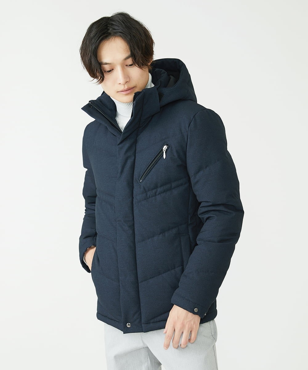 MKJAX22320 MK MICHEL KLEIN HOMME(MKミッシェルクランオム) 【ラスト２！/在庫限り】ドビープリントダウンブルゾン/PRIMEFLEX  ネイビー(57)
