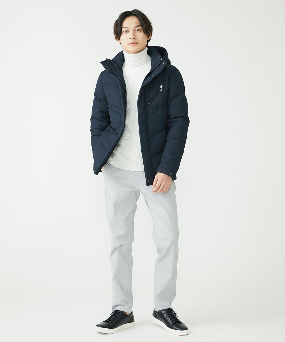 MKJAX22320 MK MICHEL KLEIN HOMME(MKミッシェルクランオム) 【ラスト２！/在庫限り】ドビープリントダウンブルゾン/PRIMEFLEX  ネイビー(57)