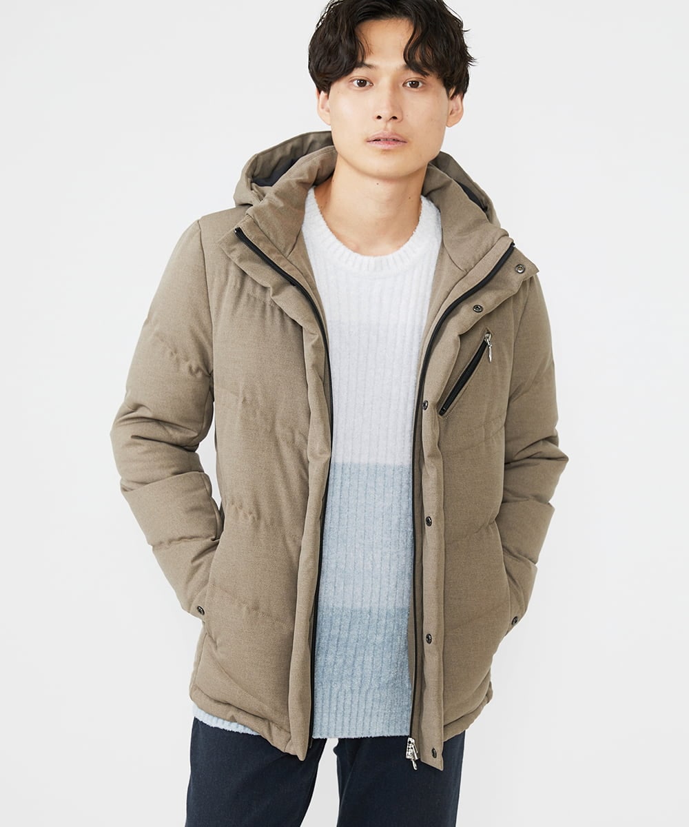 MKJAX22320 MK MICHEL KLEIN HOMME(MKミッシェルクランオム) 【ラスト２！/在庫限り】ドビープリントダウンブルゾン/PRIMEFLEX  ベージュ(83)