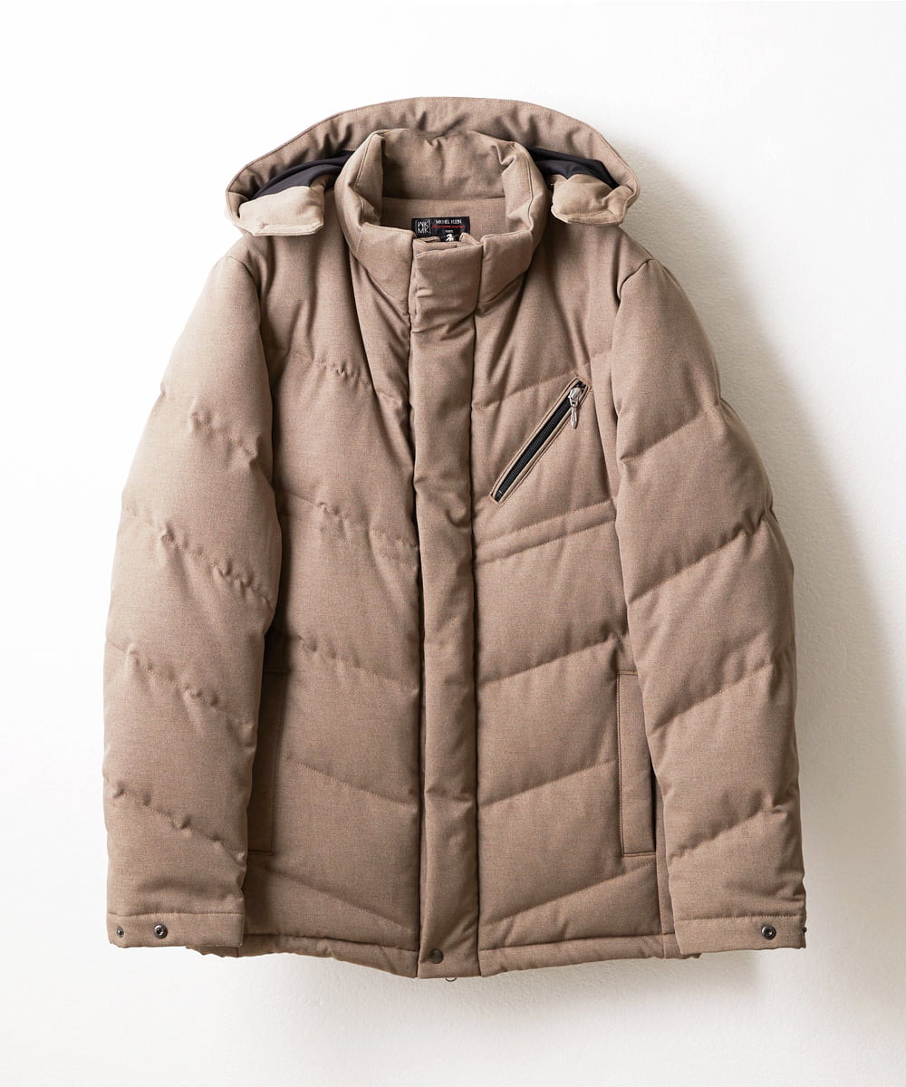 MKJAX22320 MK MICHEL KLEIN HOMME(MKミッシェルクランオム) 【ラスト２！/在庫限り】ドビープリントダウンブルゾン/PRIMEFLEX  ベージュ(83)