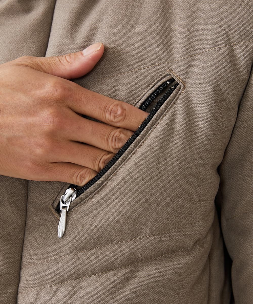 MKJAX22320 MK MICHEL KLEIN HOMME(MKミッシェルクランオム) 【ラスト２！/在庫限り】ドビープリントダウンブルゾン/PRIMEFLEX  ベージュ(83)