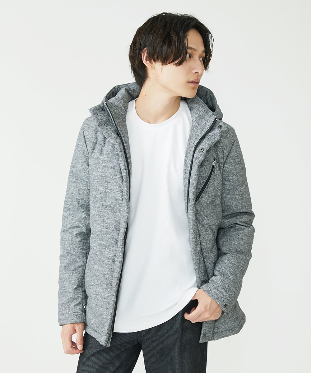 MKJAX22320 MK MICHEL KLEIN HOMME(MKミッシェルクランオム) 【ラスト２！/在庫限り】ドビープリントダウンブルゾン/PRIMEFLEX  グレー(92)