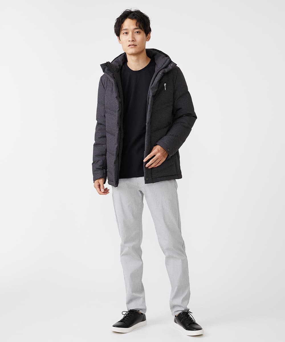 MKJAX22320 MK MICHEL KLEIN HOMME(MKミッシェルクランオム) 【ラスト２！/在庫限り】ドビープリントダウンブルゾン/PRIMEFLEX  ダークグレー(93)