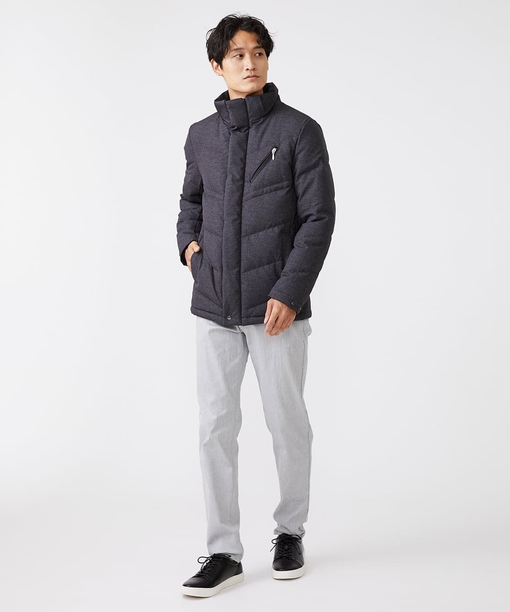 MKJAX22320 MK MICHEL KLEIN HOMME(MKミッシェルクランオム) 【ラスト２！/在庫限り】ドビープリントダウンブルゾン/PRIMEFLEX  ダークグレー(93)