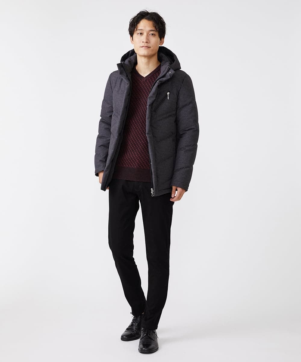 MKJAX22320 MK MICHEL KLEIN HOMME(MKミッシェルクランオム) 【ラスト２！/在庫限り】ドビープリントダウンブルゾン/PRIMEFLEX  ダークグレー(93)