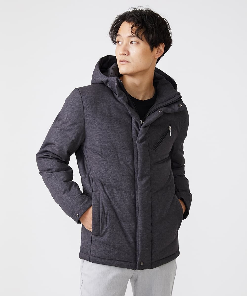 MKJAX22320 MK MICHEL KLEIN HOMME(MKミッシェルクランオム) 【ラスト２！/在庫限り】ドビープリントダウンブルゾン/PRIMEFLEX  ダークグレー(93)