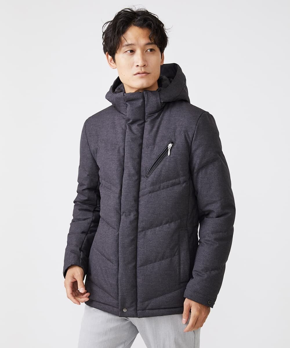 MKJAX22320 MK MICHEL KLEIN HOMME(MKミッシェルクランオム) 【ラスト２！/在庫限り】ドビープリントダウンブルゾン/PRIMEFLEX  ダークグレー(93)