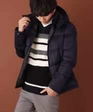 MKJCL82200 MK MICHEL KLEIN HOMME(MKミッシェルクランオム) ダウンブルゾン／スエードタッチツイード ネイビー