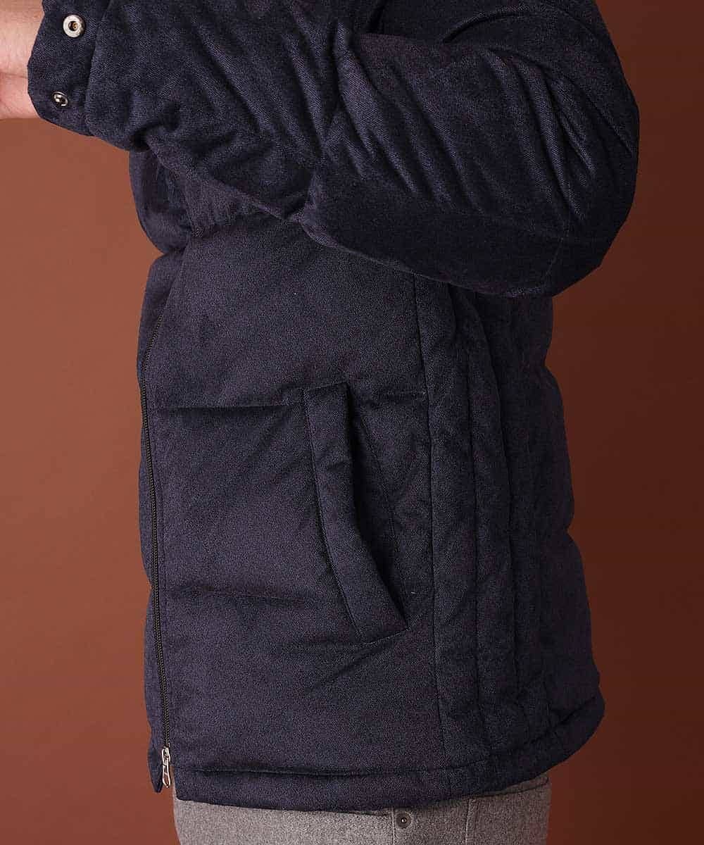 MKJCL82200 MK MICHEL KLEIN HOMME(MKミッシェルクランオム) ダウンブルゾン／スエードタッチツイード ネイビー