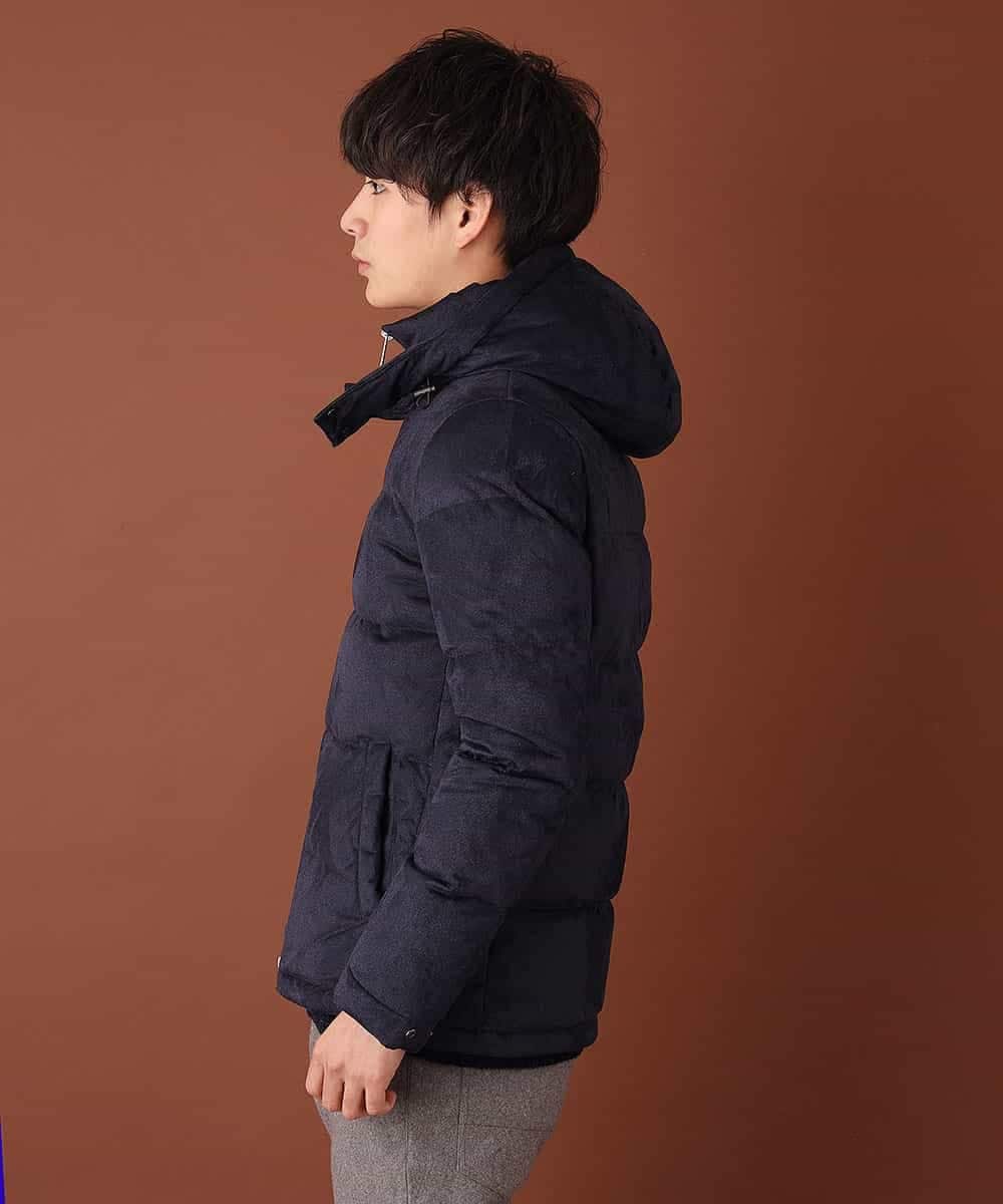 MKJCL82200 MK MICHEL KLEIN HOMME(MKミッシェルクランオム) ダウンブルゾン／スエードタッチツイード ネイビー