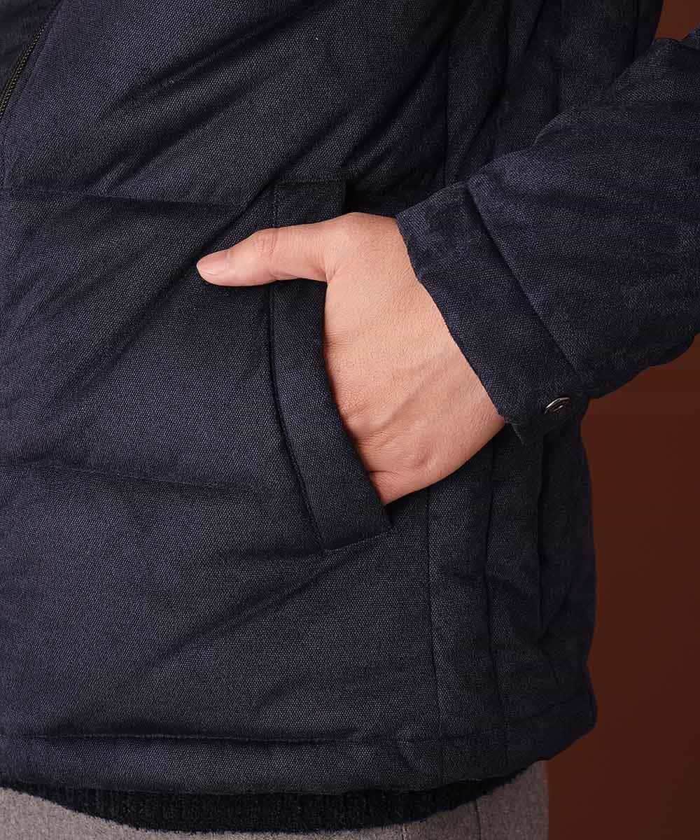 MKJCL82200 MK MICHEL KLEIN HOMME(MKミッシェルクランオム) ダウンブルゾン／スエードタッチツイード ネイビー