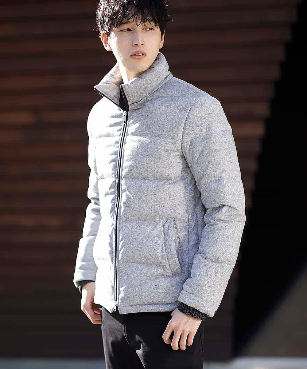 MKJCL82200 MK MICHEL KLEIN HOMME(MKミッシェルクランオム) ダウンブルゾン／スエードタッチツイード グレー