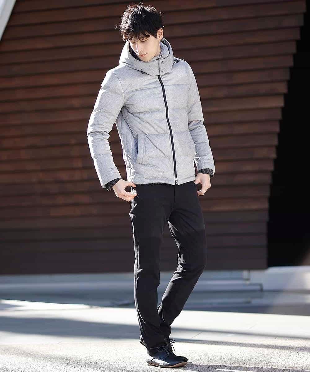 MKJCL82200 MK MICHEL KLEIN HOMME(MKミッシェルクランオム) ダウンブルゾン／スエードタッチツイード グレー