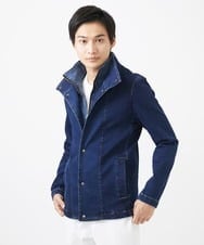 MKJDC02290 MK MICHEL KLEIN HOMME(MKミッシェルクランオム) 【秋/春兼用／ストレッチ】ダブルカラーデニムブルゾン ブルー