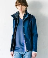 MKJDC02290 MK MICHEL KLEIN HOMME(MKミッシェルクランオム) 【秋/春兼用／ストレッチ】ダブルカラーデニムブルゾン ブルー