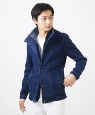 MKJDC02290 MK MICHEL KLEIN HOMME(MKミッシェルクランオム) 【秋/春兼用／ストレッチ】ダブルカラーデニムブルゾン ブルー