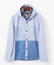 MKJDC36150 MK MICHEL KLEIN HOMME(MKミッシェルクランオム) 【洗える】スエードジャージ / フェイクレイヤードパーカー ライトブルー