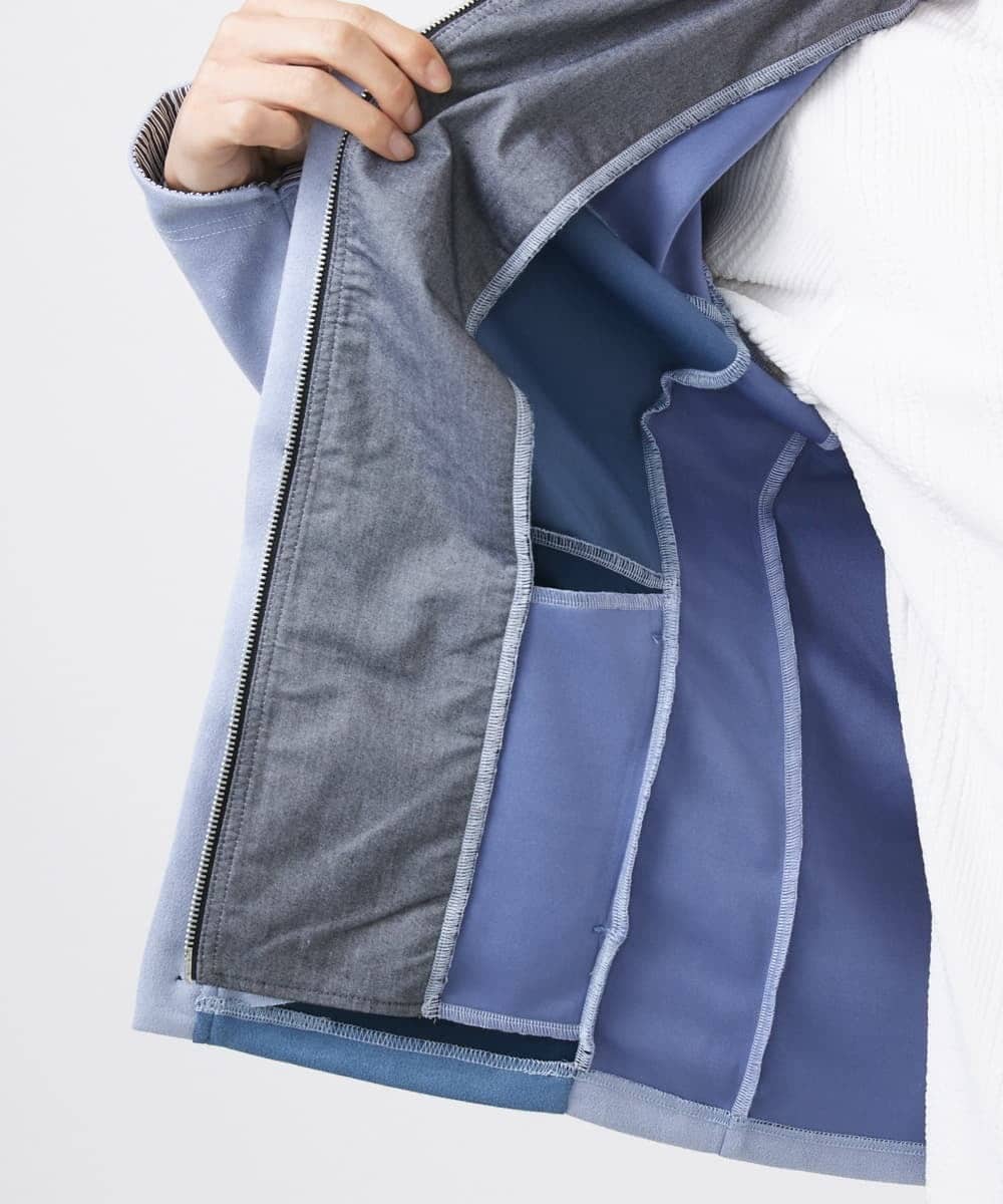 MKJDC36150 MK MICHEL KLEIN HOMME(MKミッシェルクランオム) 【洗える】スエードジャージ / フェイクレイヤードパーカー ライトブルー