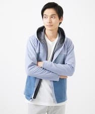 MKJDC36150 MK MICHEL KLEIN HOMME(MKミッシェルクランオム) 【洗える】スエードジャージ / フェイクレイヤードパーカー ライトブルー
