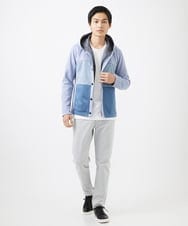 MKJDC36150 MK MICHEL KLEIN HOMME(MKミッシェルクランオム) 【洗える】スエードジャージ / フェイクレイヤードパーカー ライトブルー