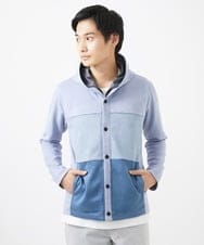 MKJDC36150 MK MICHEL KLEIN HOMME(MKミッシェルクランオム) 【洗える】スエードジャージ / フェイクレイヤードパーカー ライトブルー