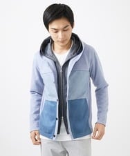 MKJDC36150 MK MICHEL KLEIN HOMME(MKミッシェルクランオム) 【洗える】スエードジャージ / フェイクレイヤードパーカー ライトブルー