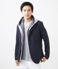 MKJDC36150 MK MICHEL KLEIN HOMME(MKミッシェルクランオム) 【洗える】スエードジャージ / フェイクレイヤードパーカー ライトブルー