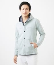 MKJDC36150 MK MICHEL KLEIN HOMME(MKミッシェルクランオム) 【洗える】スエードジャージ / フェイクレイヤードパーカー ライトブルー