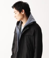 MKJDC36150 MK MICHEL KLEIN HOMME(MKミッシェルクランオム) 【洗える】スエードジャージ / フェイクレイヤードパーカー ライトブルー