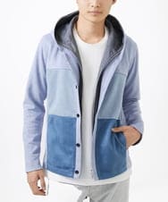 MKJDC36150 MK MICHEL KLEIN HOMME(MKミッシェルクランオム) 【洗える】スエードジャージ / フェイクレイヤードパーカー ライトブルー