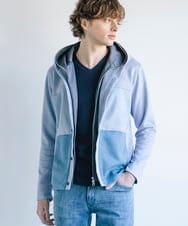 MKJDC36150 MK MICHEL KLEIN HOMME(MKミッシェルクランオム) 【洗える】スエードジャージ / フェイクレイヤードパーカー ライトブルー