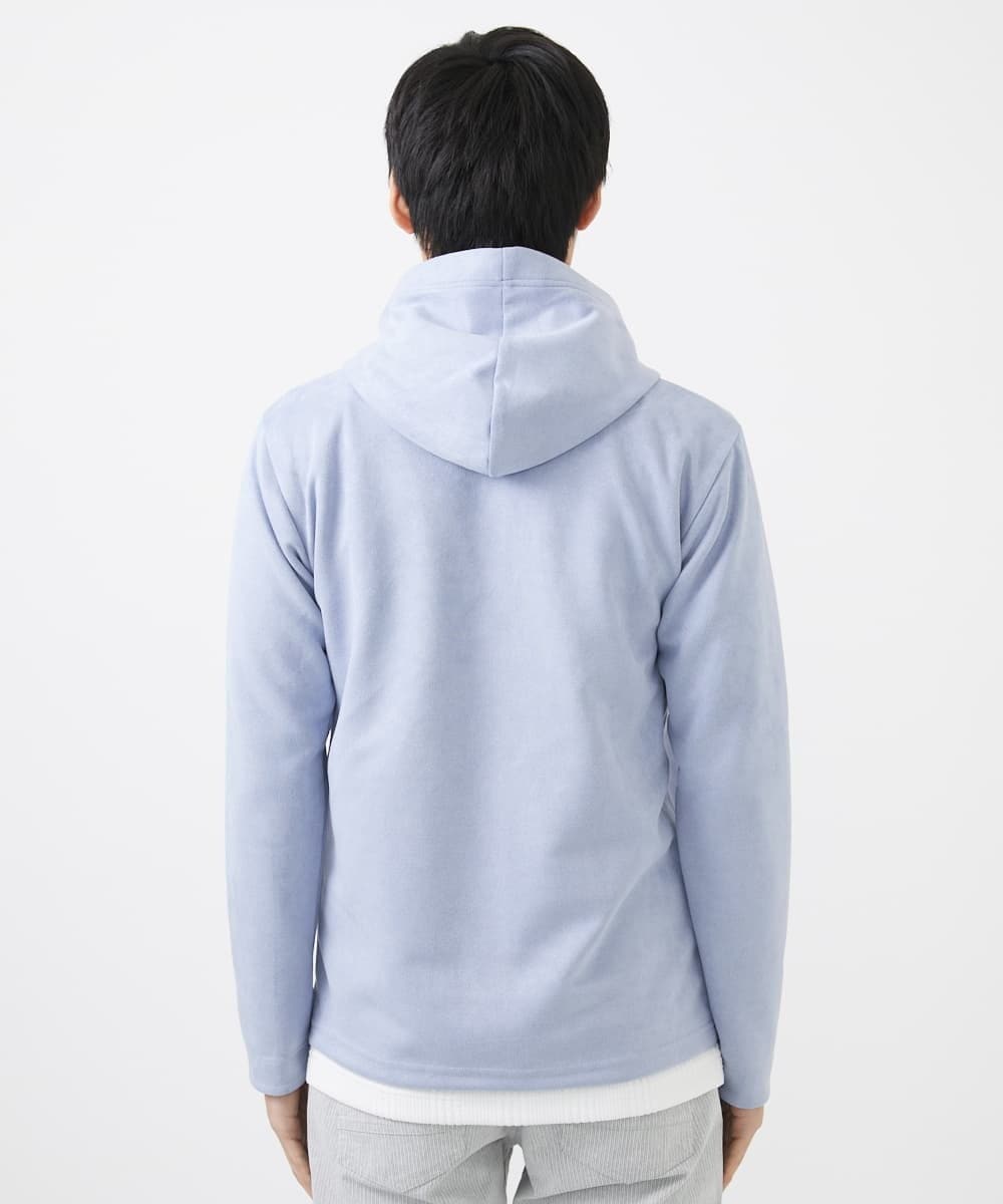 MKJDC36150 MK MICHEL KLEIN HOMME(MKミッシェルクランオム) 【洗える】スエードジャージ / フェイクレイヤードパーカー ライトブルー