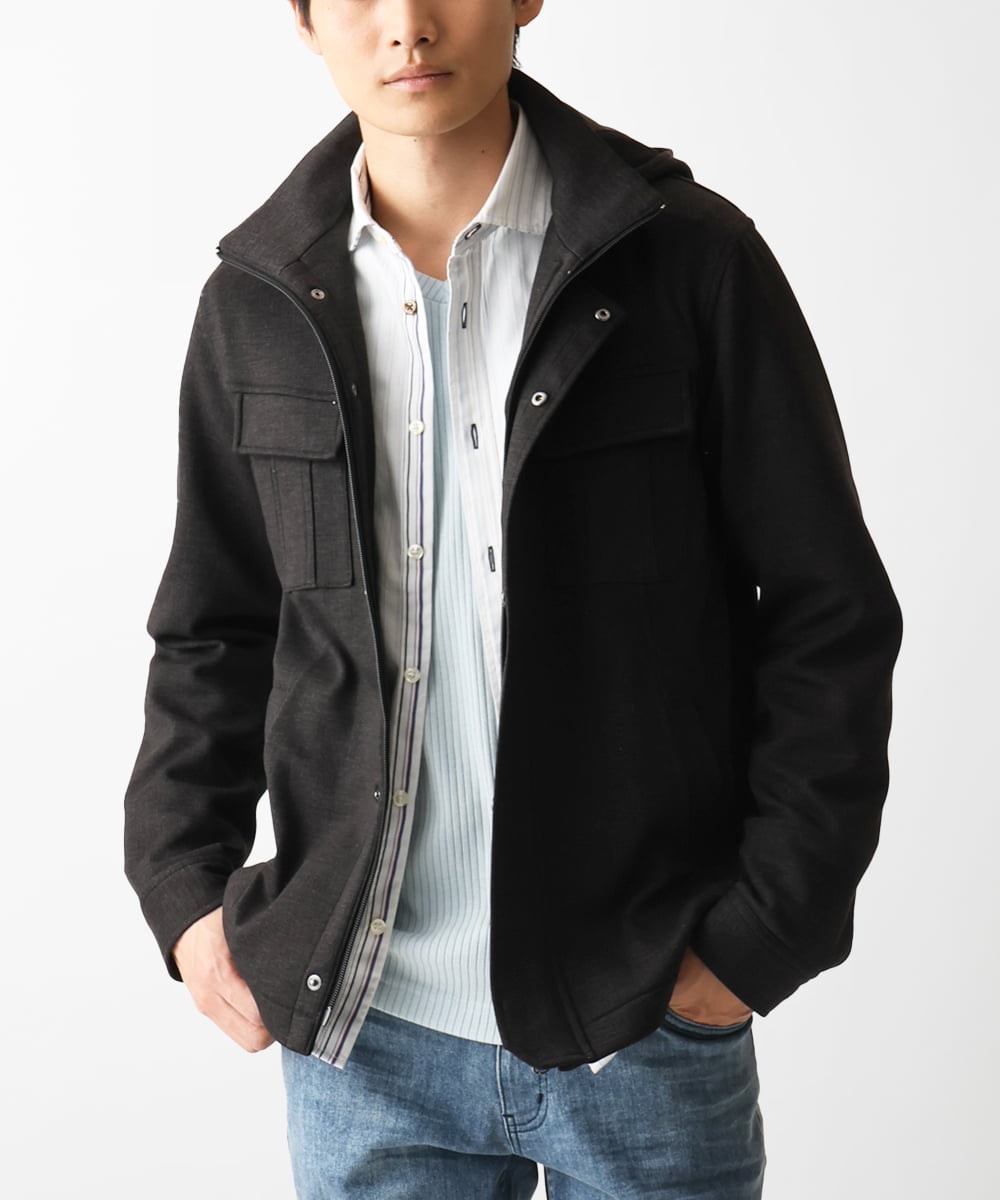 MKJGC10190 MK MICHEL KLEIN HOMME(MKミッシェルクランオム) 【秋春兼用/洗える /ストレッチ】M-65ブルゾン / TEC EASY JERSEY カーキ