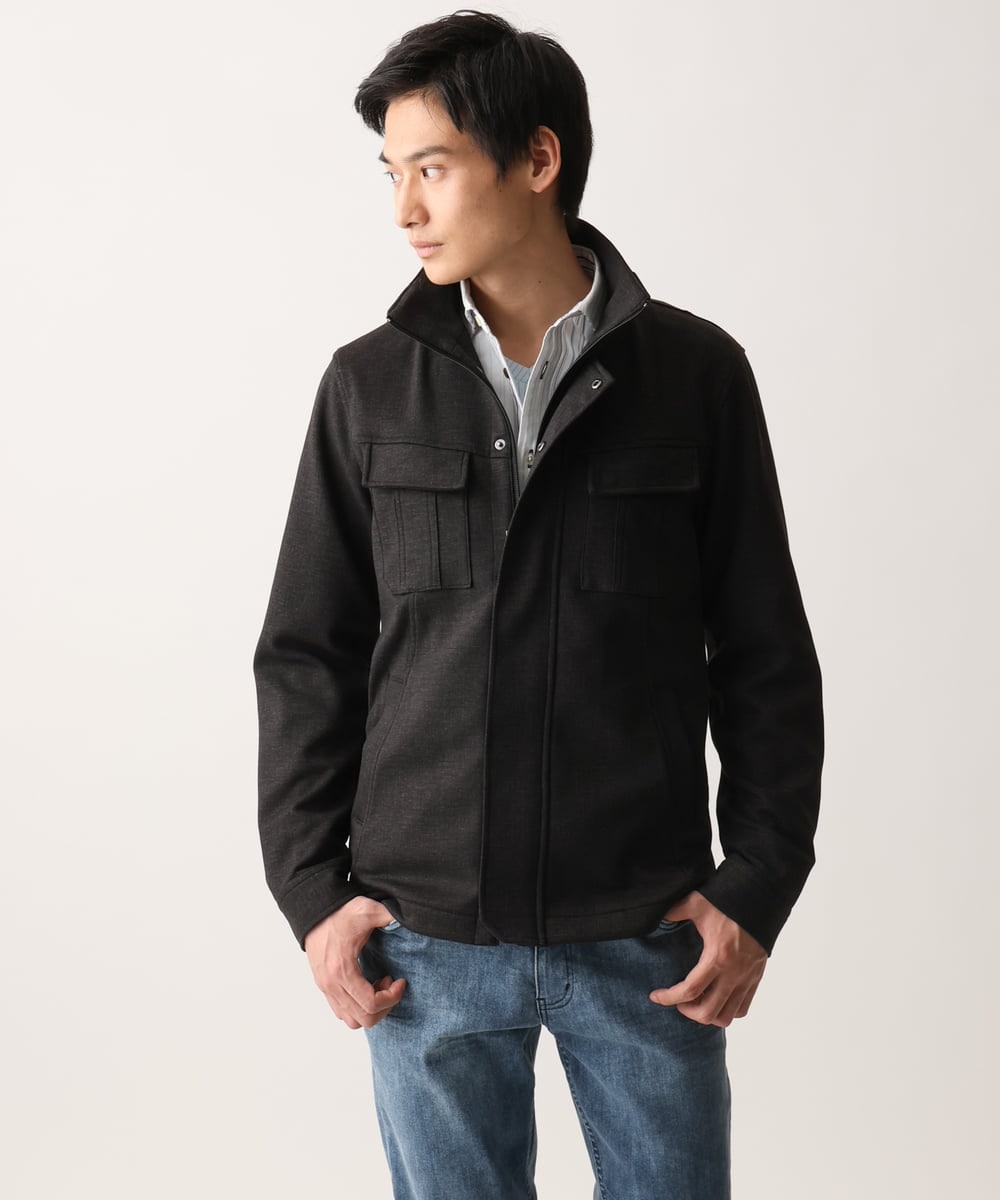MKJGC10190 MK MICHEL KLEIN HOMME(MKミッシェルクランオム) 【秋春兼用/洗える /ストレッチ】M-65ブルゾン / TEC EASY JERSEY カーキ