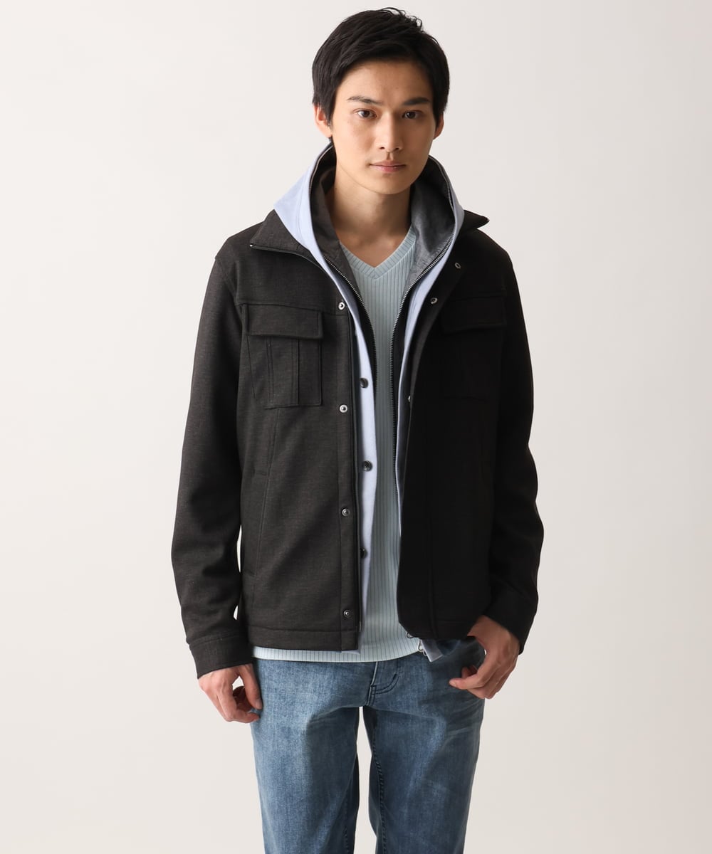 MKJGC10190 MK MICHEL KLEIN HOMME(MKミッシェルクランオム) 【秋春兼用/洗える /ストレッチ】M-65ブルゾン / TEC EASY JERSEY カーキ