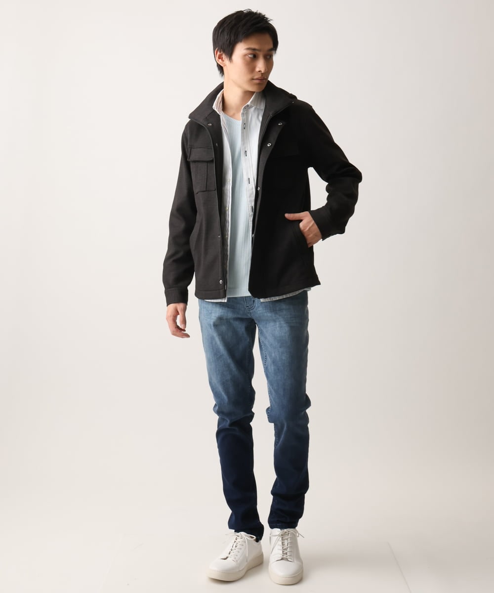 MKJGC10190 MK MICHEL KLEIN HOMME(MKミッシェルクランオム) 【秋春兼用/洗える /ストレッチ】M-65ブルゾン / TEC EASY JERSEY カーキ