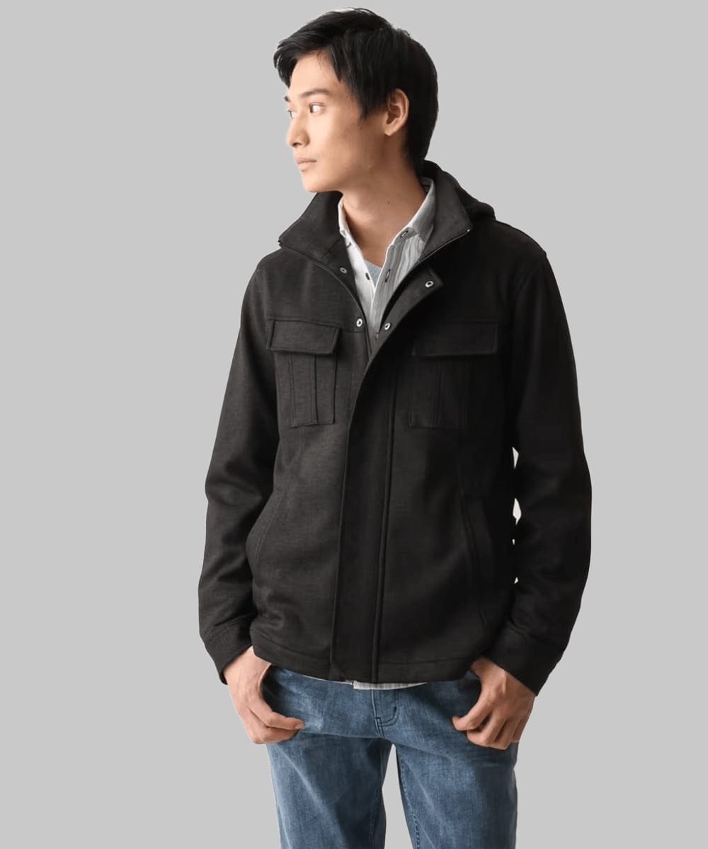 MKJGC10190 MK MICHEL KLEIN HOMME(MKミッシェルクランオム) 【秋春兼用/洗える /ストレッチ】M-65ブルゾン / TEC EASY JERSEY カーキ