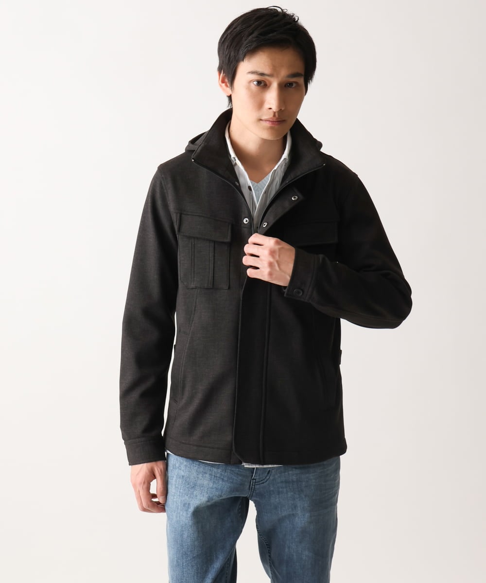 MKJGC10190 MK MICHEL KLEIN HOMME(MKミッシェルクランオム) 【秋春兼用/洗える /ストレッチ】M-65ブルゾン / TEC EASY JERSEY カーキ