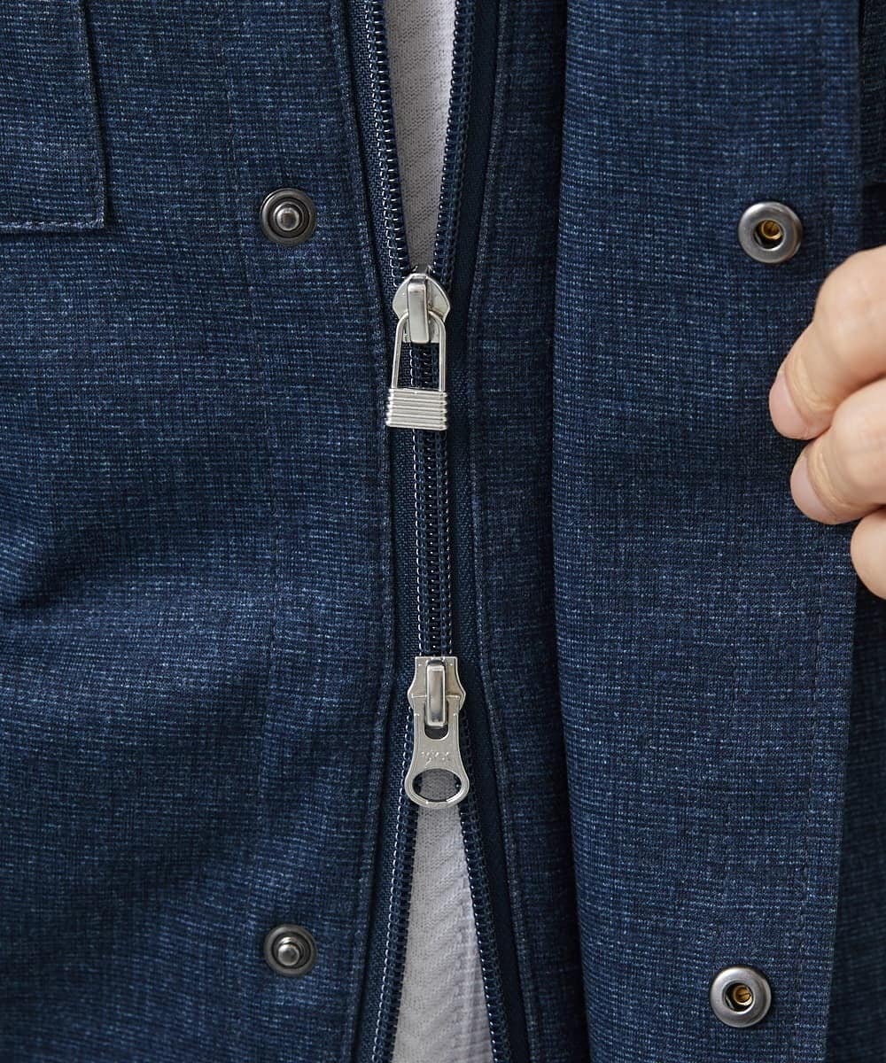 MKJGC10190 MK MICHEL KLEIN HOMME(MKミッシェルクランオム) 【秋春兼用/洗える /ストレッチ】M-65ブルゾン / TEC EASY JERSEY ブルー