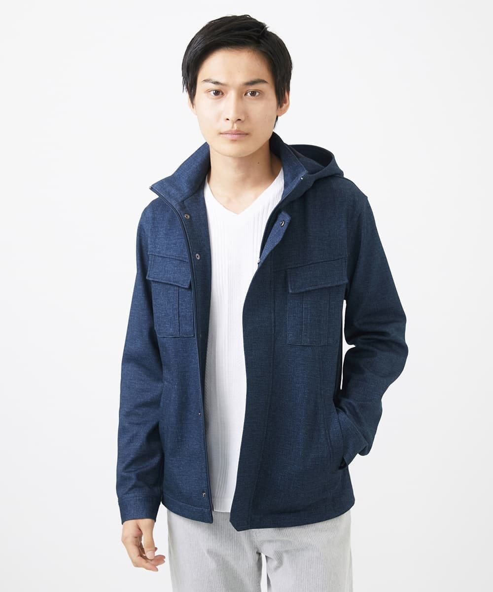 MKJGC10190 MK MICHEL KLEIN HOMME(MKミッシェルクランオム) 【秋春兼用/洗える /ストレッチ】M-65ブルゾン / TEC EASY JERSEY ブルー