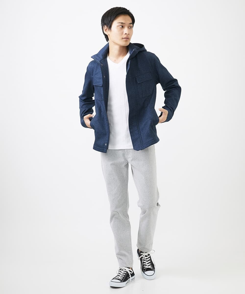 MKJGC10190 MK MICHEL KLEIN HOMME(MKミッシェルクランオム) 【秋春兼用/洗える /ストレッチ】M-65ブルゾン / TEC EASY JERSEY ブルー