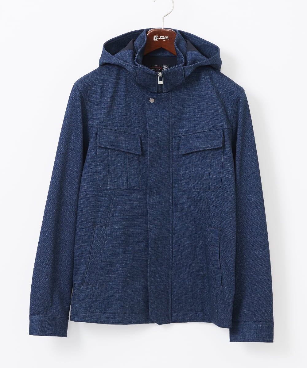 MKJGC10190 MK MICHEL KLEIN HOMME(MKミッシェルクランオム) 【秋春兼用/洗える /ストレッチ】M-65ブルゾン / TEC EASY JERSEY ブルー