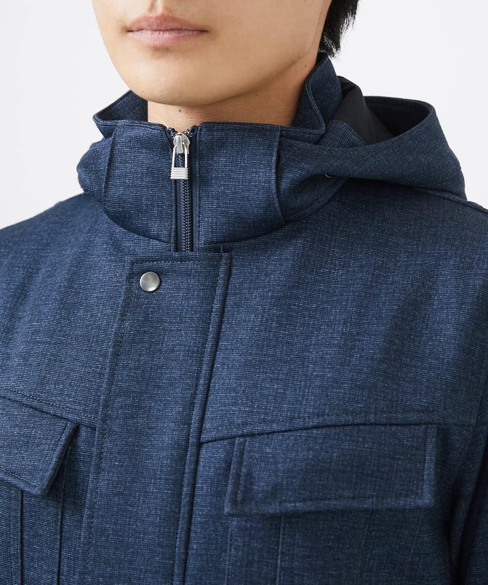 MKJGC10190 MK MICHEL KLEIN HOMME(MKミッシェルクランオム) 【秋春兼用/洗える /ストレッチ】M-65ブルゾン / TEC EASY JERSEY ブルー