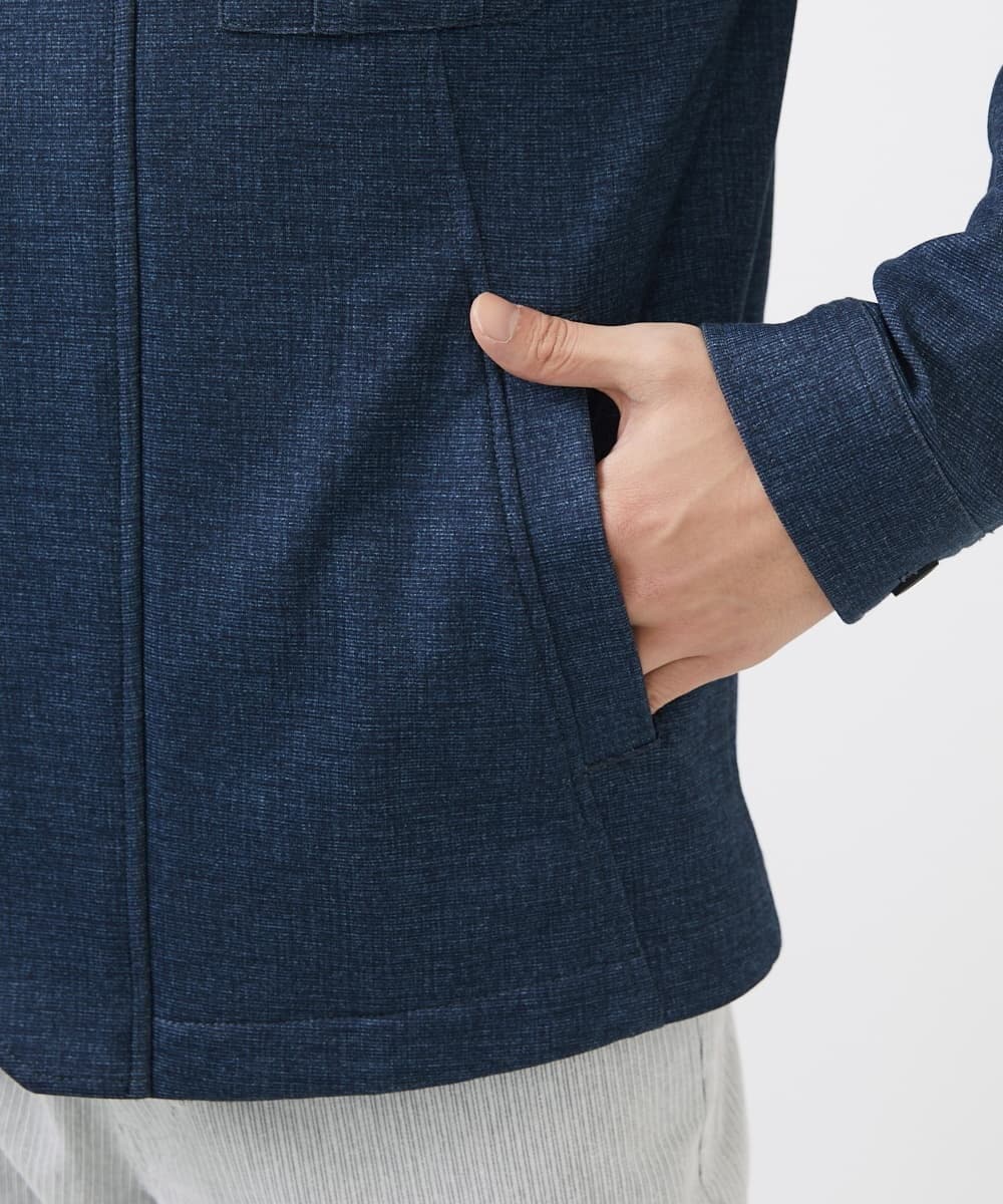 MKJGC10190 MK MICHEL KLEIN HOMME(MKミッシェルクランオム) 【秋春兼用/洗える /ストレッチ】M-65ブルゾン / TEC EASY JERSEY ブルー