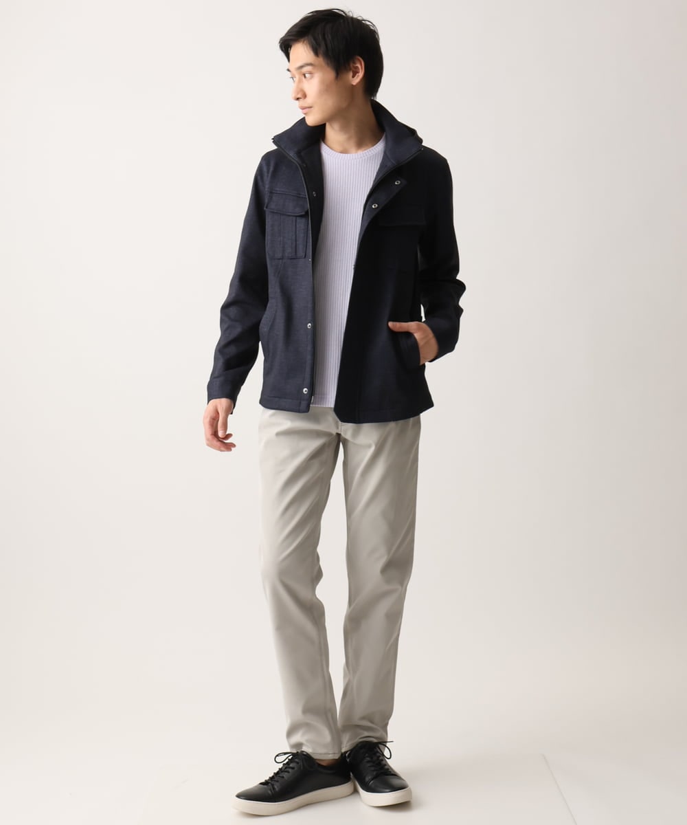 MKJGC10190 MK MICHEL KLEIN HOMME(MKミッシェルクランオム) 【秋春兼用/洗える /ストレッチ】M-65ブルゾン / TEC EASY JERSEY ネイビー
